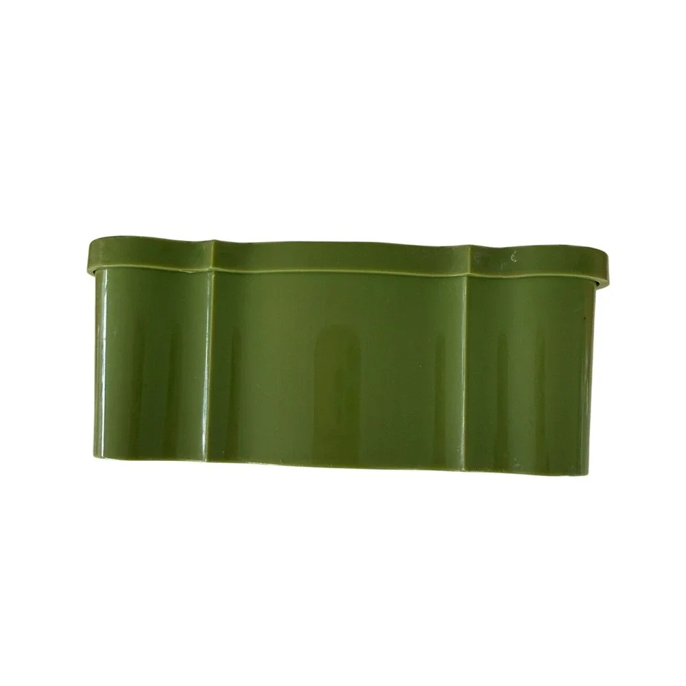 Schwarz Bros Plastics Tissue Holder Vintage Olive Green Floral MCM Decor Kitsch